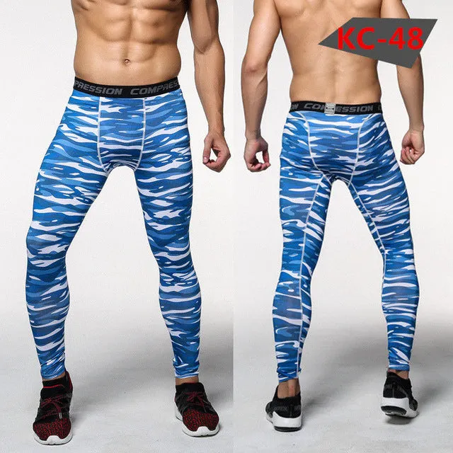 2017 Men Compression Pants Casual Tights Camouflage Pants Bodybuilding Mans High Elasticity Joggers Crossfit Skinny Leggings