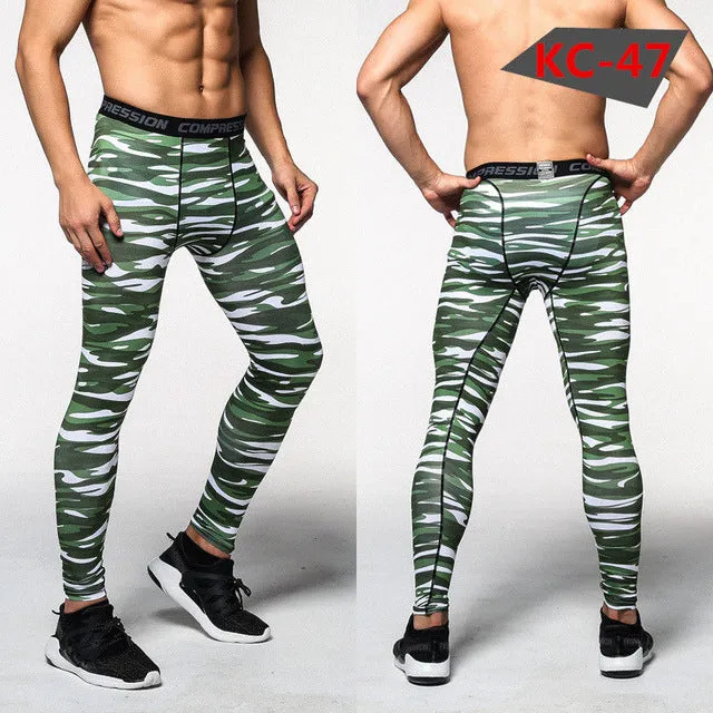 2017 Men Compression Pants Casual Tights Camouflage Pants Bodybuilding Mans High Elasticity Joggers Crossfit Skinny Leggings