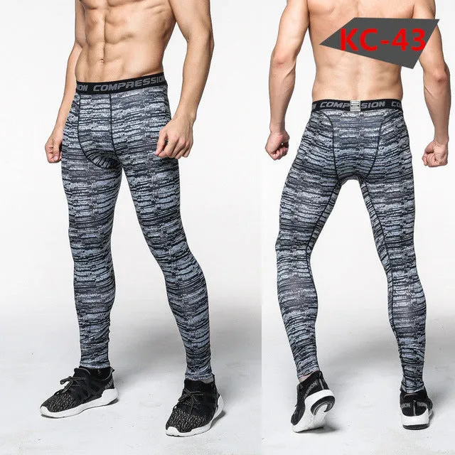 2017 Men Compression Pants Casual Tights Camouflage Pants Bodybuilding Mans High Elasticity Joggers Crossfit Skinny Leggings