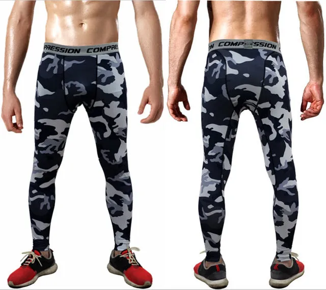 2017 Men Compression Pants Casual Tights Camouflage Pants Bodybuilding Mans High Elasticity Joggers Crossfit Skinny Leggings