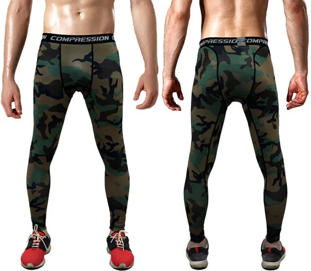 2017 Men Compression Pants Casual Tights Camouflage Pants Bodybuilding Mans High Elasticity Joggers Crossfit Skinny Leggings