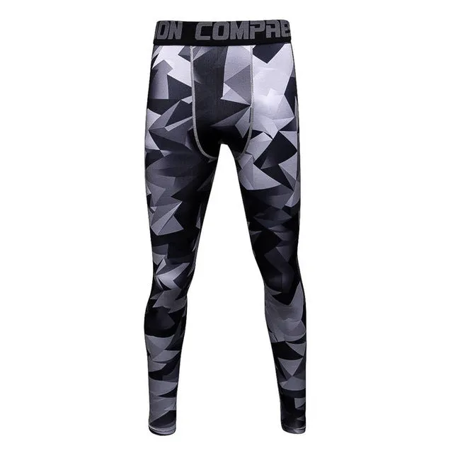 2017 Men Compression Pants Casual Tights Camouflage Pants Bodybuilding Mans High Elasticity Joggers Crossfit Skinny Leggings