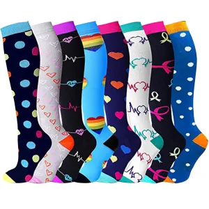 (8 PAIRS) Owlkay Best Compression Socks for Women & Men