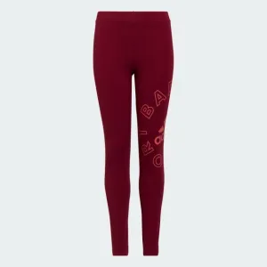 Adidas Logo Girls Lifestyle Tight Burgundy