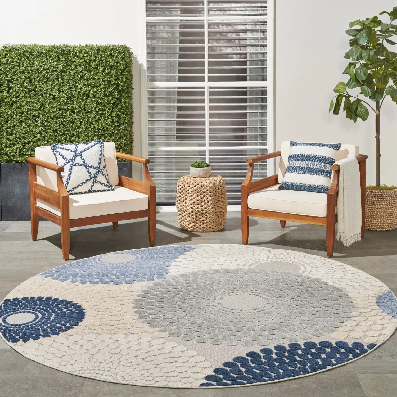 Aloha Blue/Grey Modern Indoor/Outdoor Rug