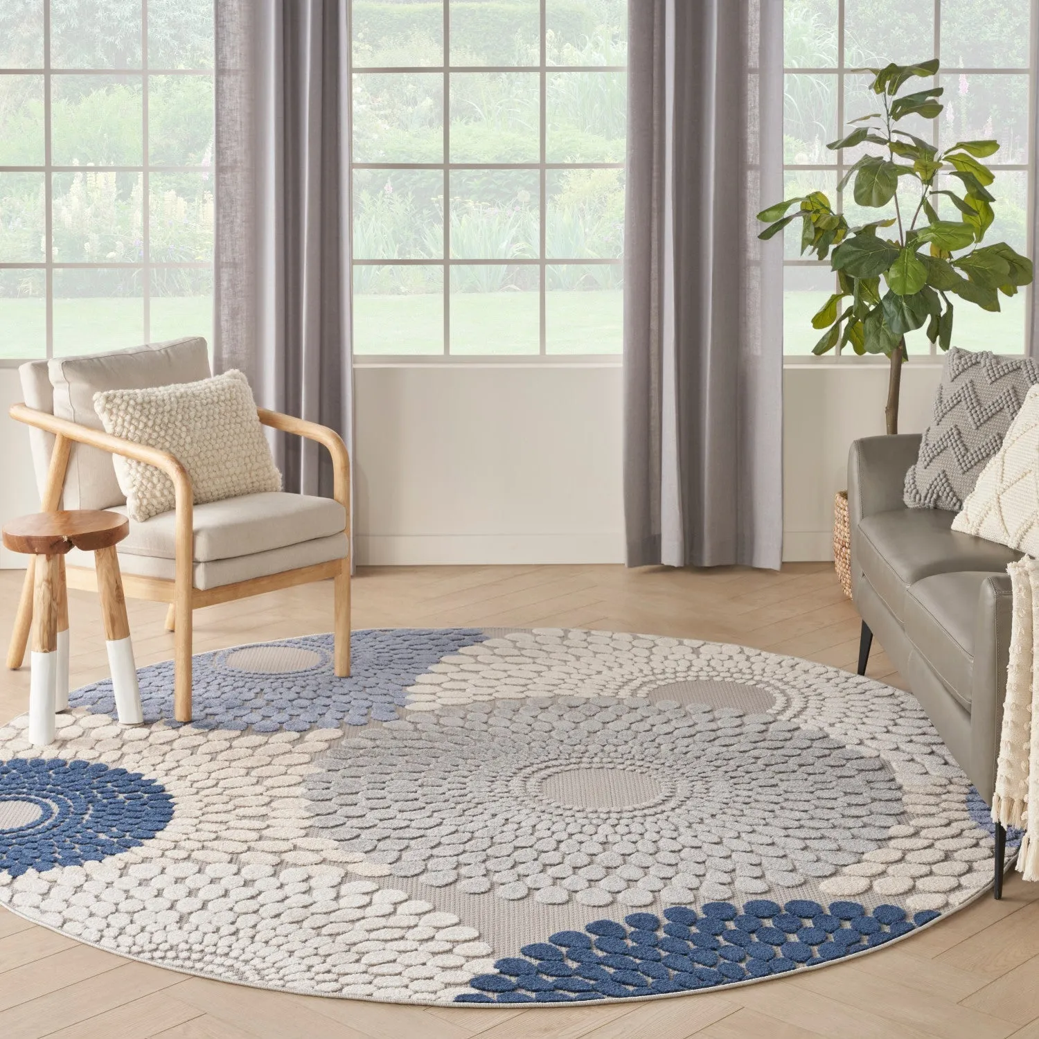 Aloha Blue/Grey Modern Indoor/Outdoor Rug