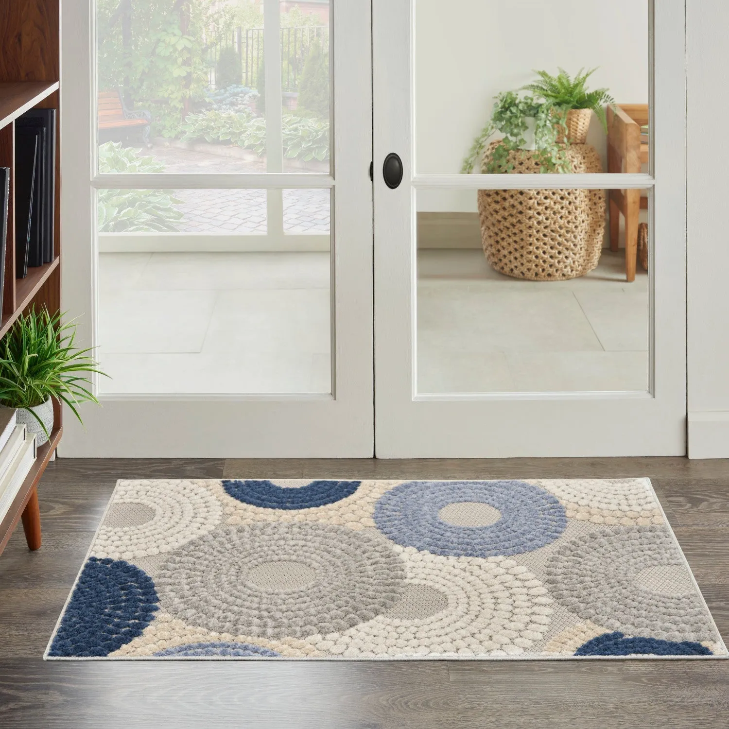 Aloha Blue/Grey Modern Indoor/Outdoor Rug