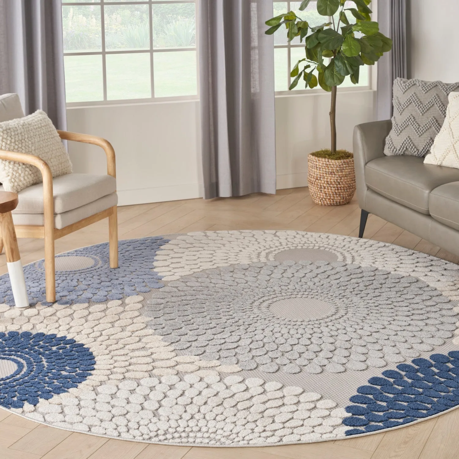 Aloha Blue/Grey Modern Indoor/Outdoor Rug