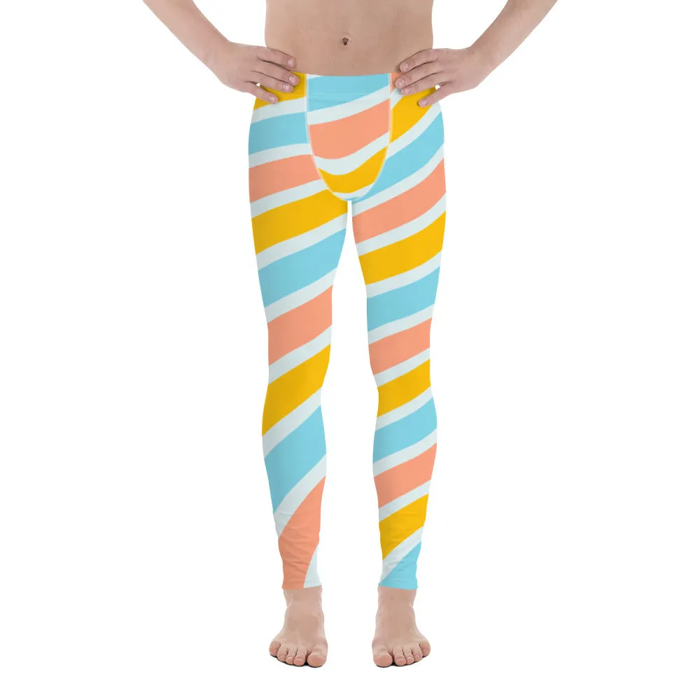 Best Rainbow Swirl Meggings, Candy Cane Gay Pride Rainbow Premium Men's Leggings - Made in USA/EU/MX