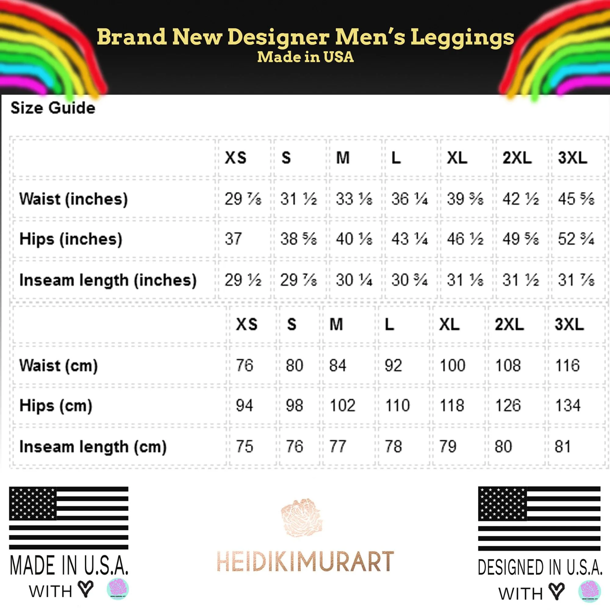 Black Rainbow Stripes Meggings, Colorful Patterned Designer Best Men's Leggings - Made in USA/EU/MX