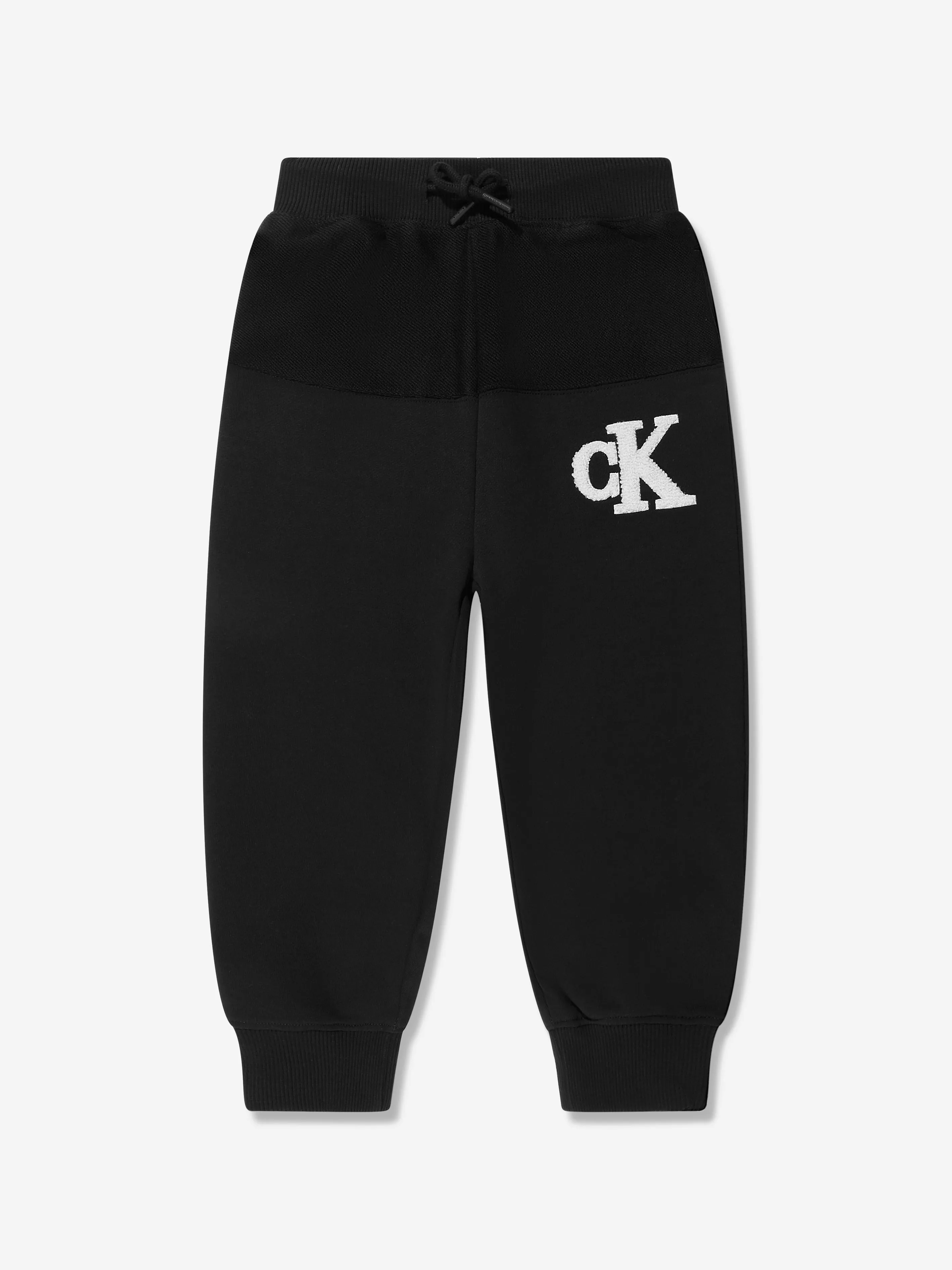 Calvin Klein Boys CK Towelling Loopback Joggers in Black