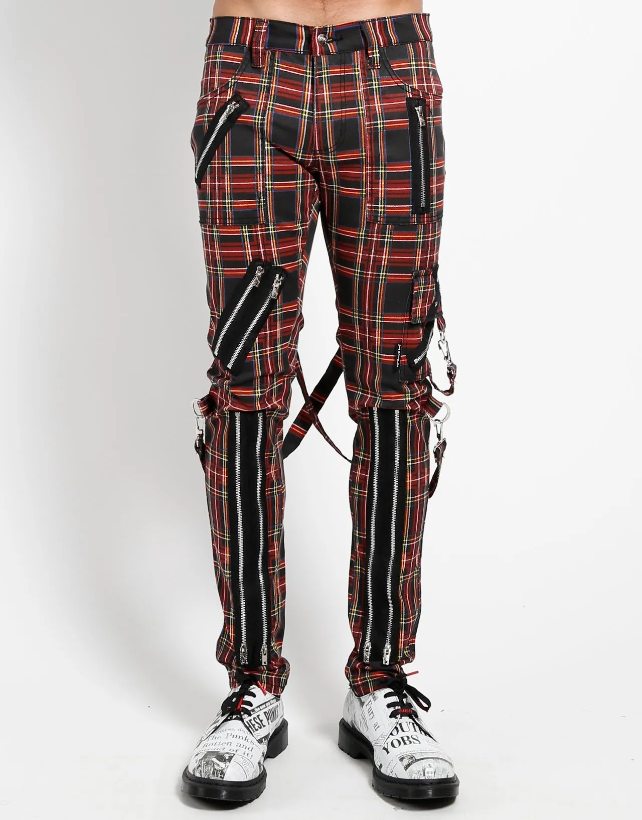 CLASSIC SLIM LEG BONDAGE PANT BLACK PLAID