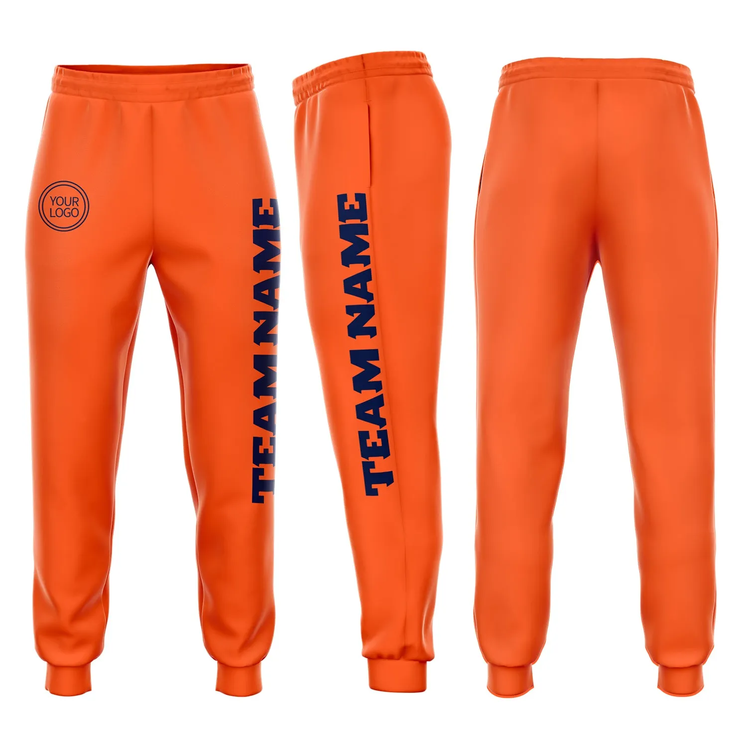 Custom Orange Navy Fleece Jogger Sweatpants