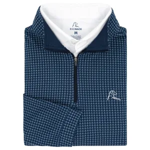 Dogstooth Houndstooth Jacquard Performance Q-Zip | The Dogstooth Houndstooth - Slate Blue/Fleet Navy