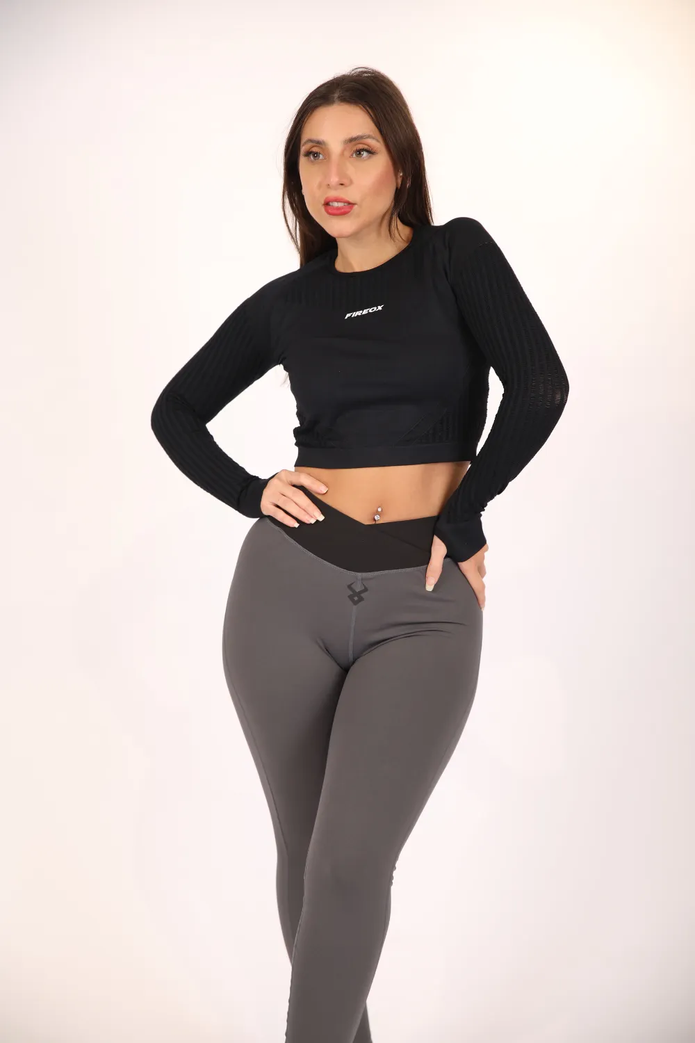 Fireox Crop top long Sleeve, Black