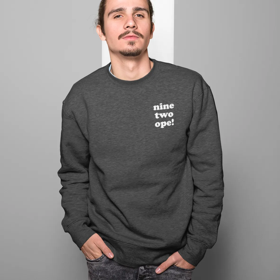 Heather Slate Gray "nine two ope!" Area Code Crewneck Sweatshirt - 3D Puff Lettering