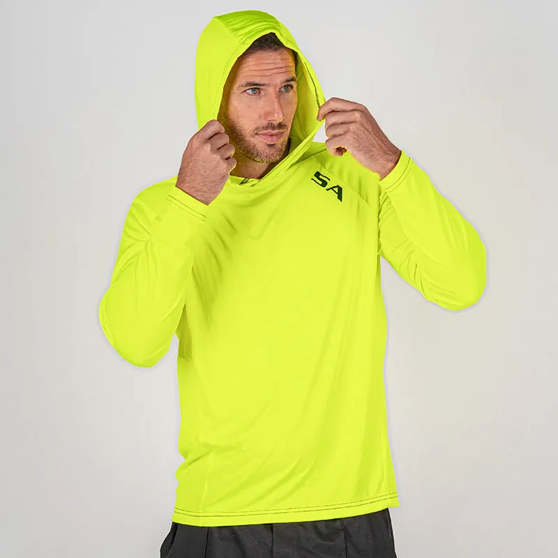 Hooded Performance Long Sleeve Shirt | Safety Yellow | SA Logo