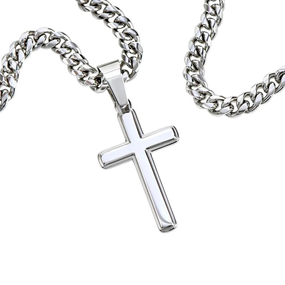 I am with you Artisan Cross on Cuban Link Chain