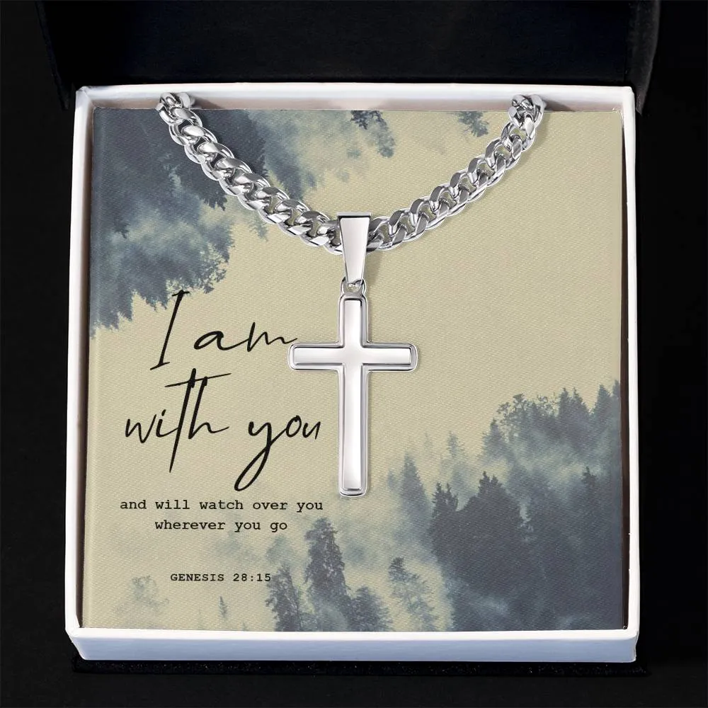 I am with you Artisan Cross on Cuban Link Chain