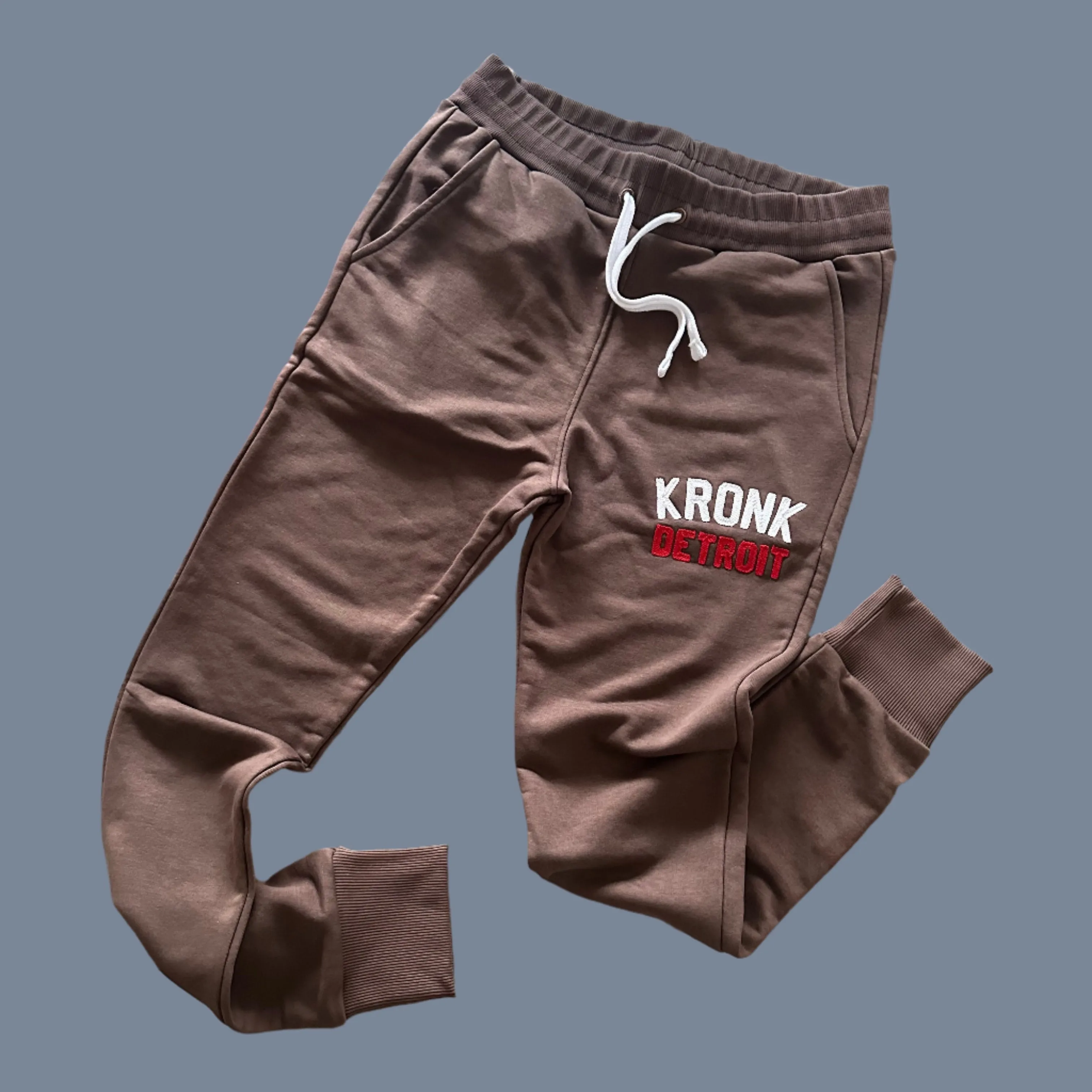 KRONK Iconic Detroit Chain Stitch Joggers Athletic Fit Cobblestone