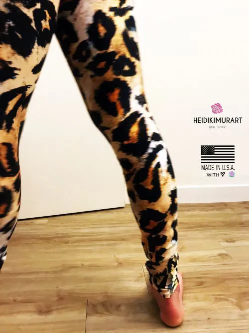 Leopard Print Men's Sexy Leggings, Leopard Animal Print Best Fitted Yoga Pants Leggings Tights - Made in USA/EU/ MX