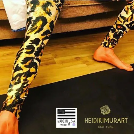 Leopard Print Men's Sexy Leggings, Leopard Animal Print Best Fitted Yoga Pants Leggings Tights - Made in USA/EU/ MX