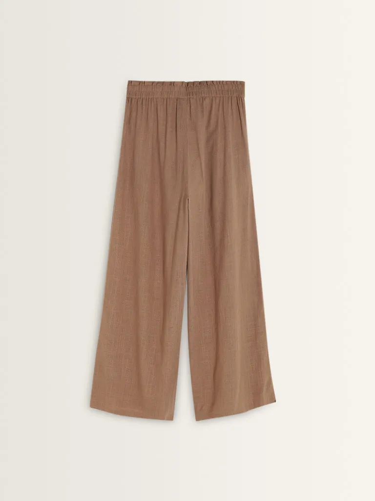 LOV Dark Beige High-Rise Flared Pants