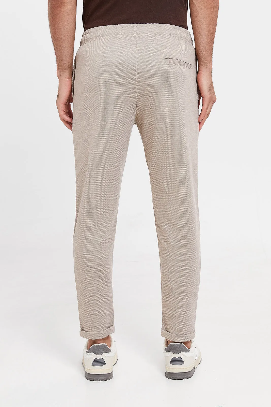 Men Beige Pull-On Trousers