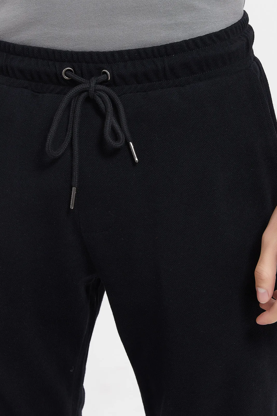 Men Black Pique Jog Pant