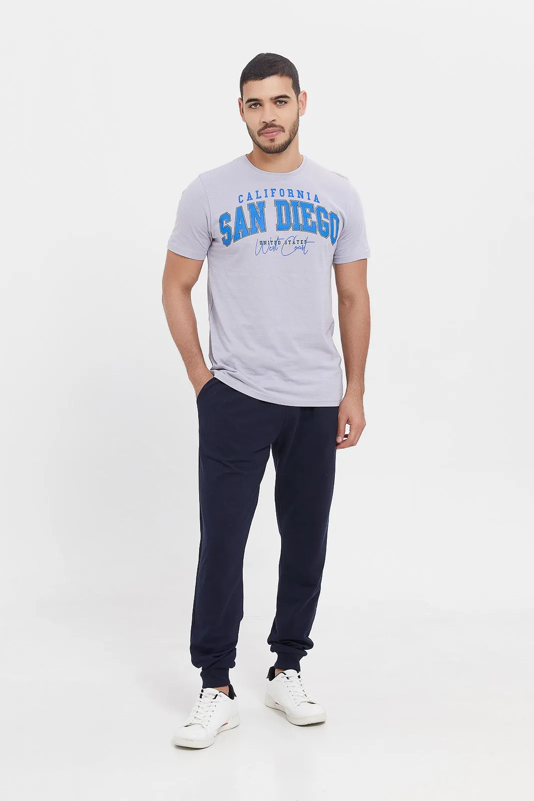 Men Navy Pique Jog Pant