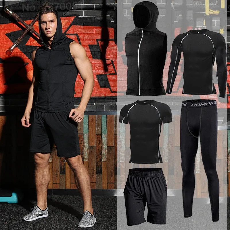 Men Sportswear Compression Sport Suits Quick Dry Running Sets Clothes Sports Joggers Training Gym Fitness Tracksuits Running Set