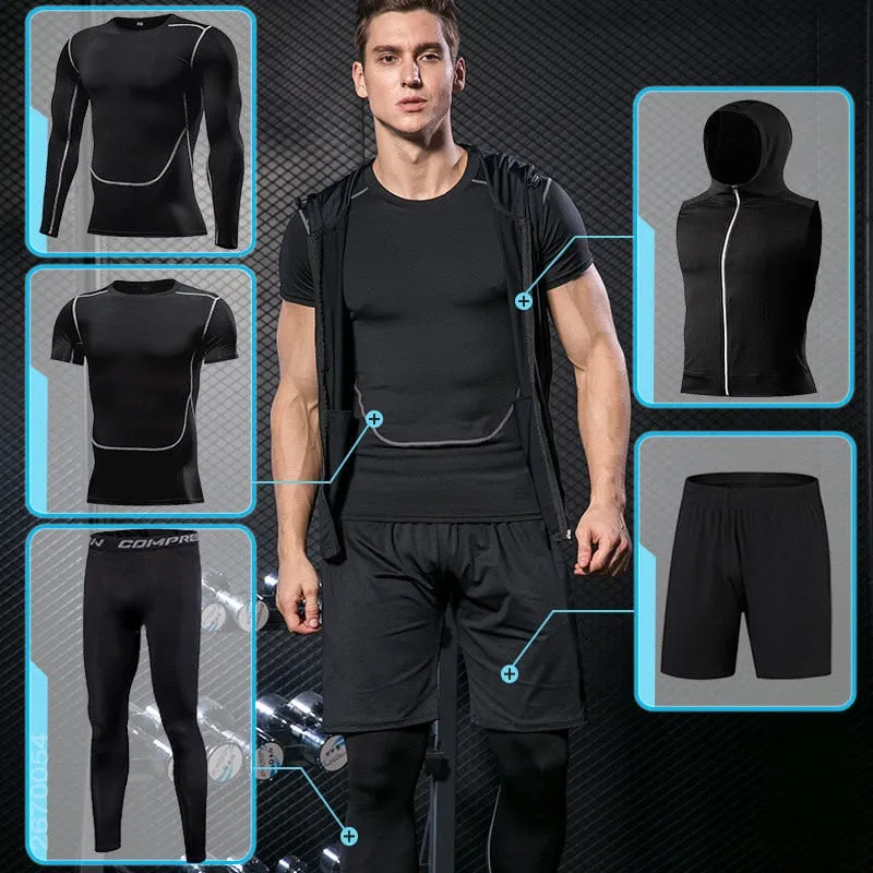 Men Sportswear Compression Sport Suits Quick Dry Running Sets Clothes Sports Joggers Training Gym Fitness Tracksuits Running Set