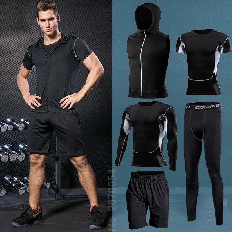 Men Sportswear Compression Sport Suits Quick Dry Running Sets Clothes Sports Joggers Training Gym Fitness Tracksuits Running Set