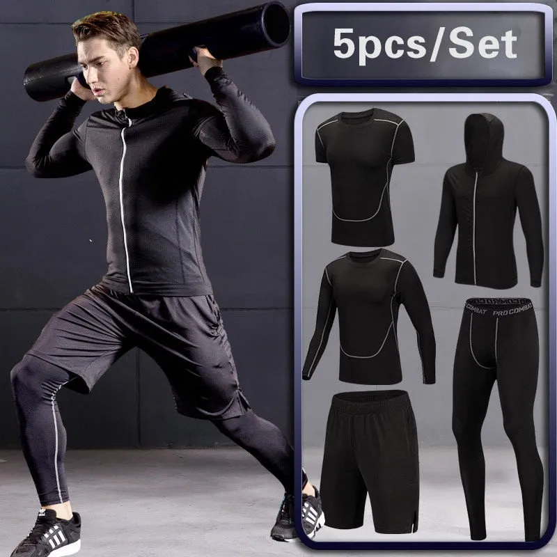 Men Sportswear Compression Sport Suits Quick Dry Running Sets Clothes Sports Joggers Training Gym Fitness Tracksuits Running Set