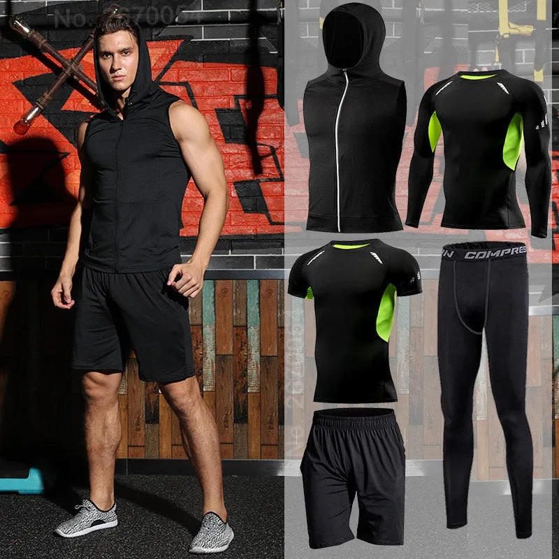 Men Sportswear Compression Sport Suits Quick Dry Running Sets Clothes Sports Joggers Training Gym Fitness Tracksuits Running Set