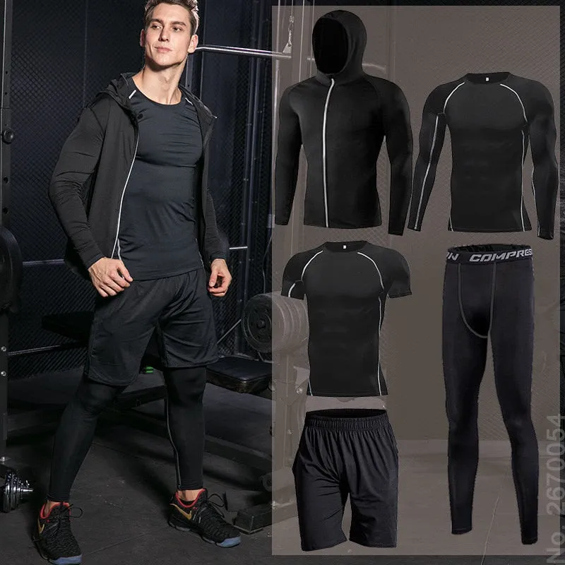 Men Sportswear Compression Sport Suits Quick Dry Running Sets Clothes Sports Joggers Training Gym Fitness Tracksuits Running Set