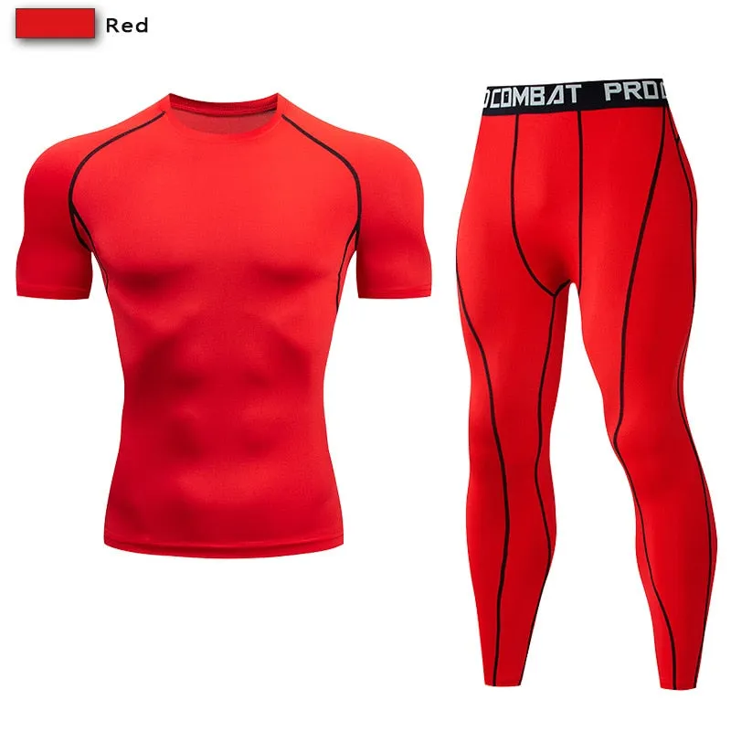 Men's Compression Sport Suit Quick Dry Running Set Clothing Sports Outdoor Joggers Training Gym Fitness Tracksuit Sportswear Kit