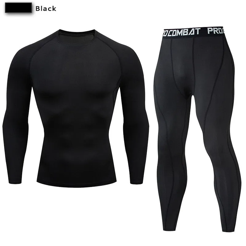 Men's Compression Sport Suit Quick Dry Running Set Clothing Sports Outdoor Joggers Training Gym Fitness Tracksuit Sportswear Kit