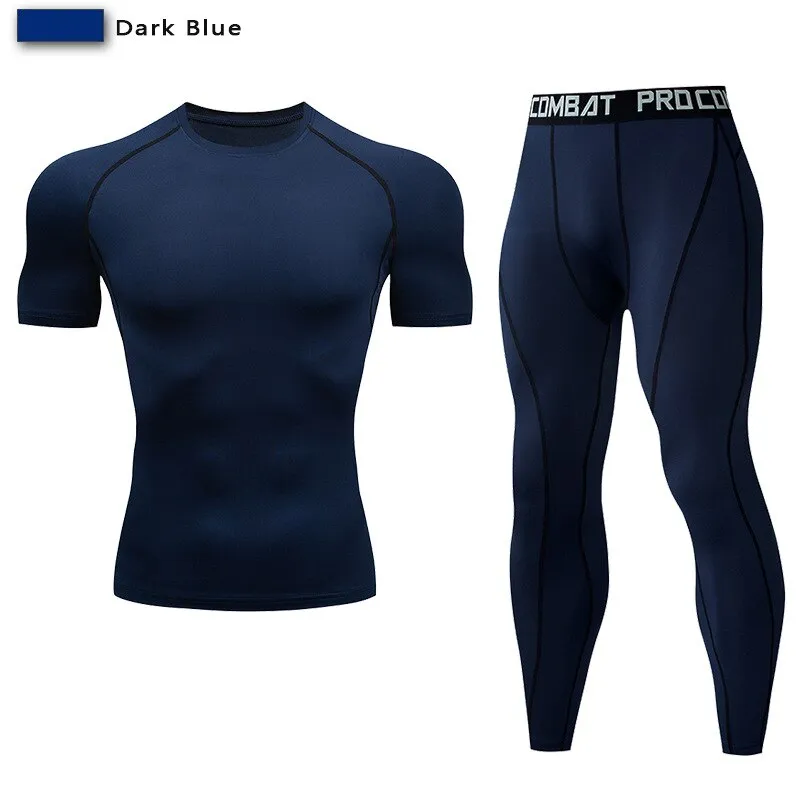 Men's Compression Sport Suit Quick Dry Running Set Clothing Sports Outdoor Joggers Training Gym Fitness Tracksuit Sportswear Kit