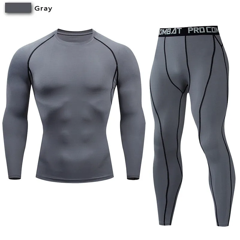 Men's Compression Sport Suit Quick Dry Running Set Clothing Sports Outdoor Joggers Training Gym Fitness Tracksuit Sportswear Kit