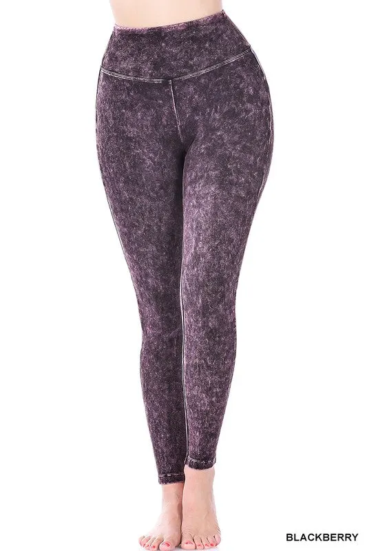 Mineral Washed Wide Waistband Yoga Leggings *Online Only*