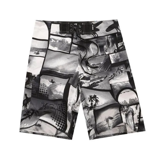 New arrive Mens Shorts Surf Board Shorts Summer Sport Beach Homme Bermuda Short Pants Quick Dry Silver Boardshorts 2017 New