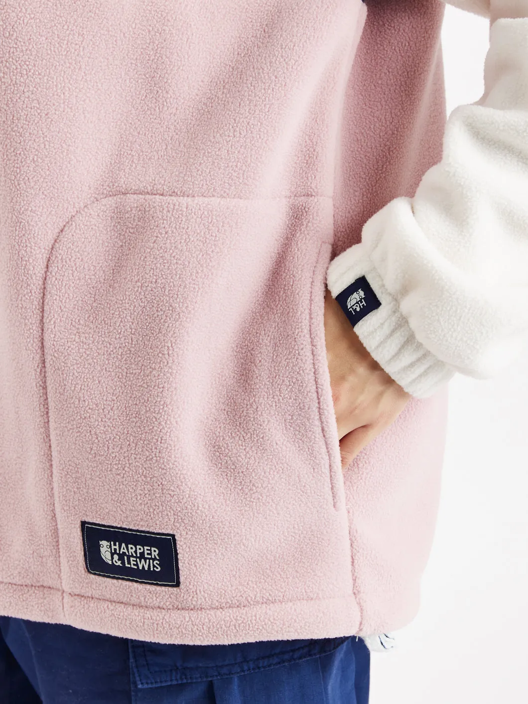 One Eighty 1/4 Zip Fleece Cream & Pink