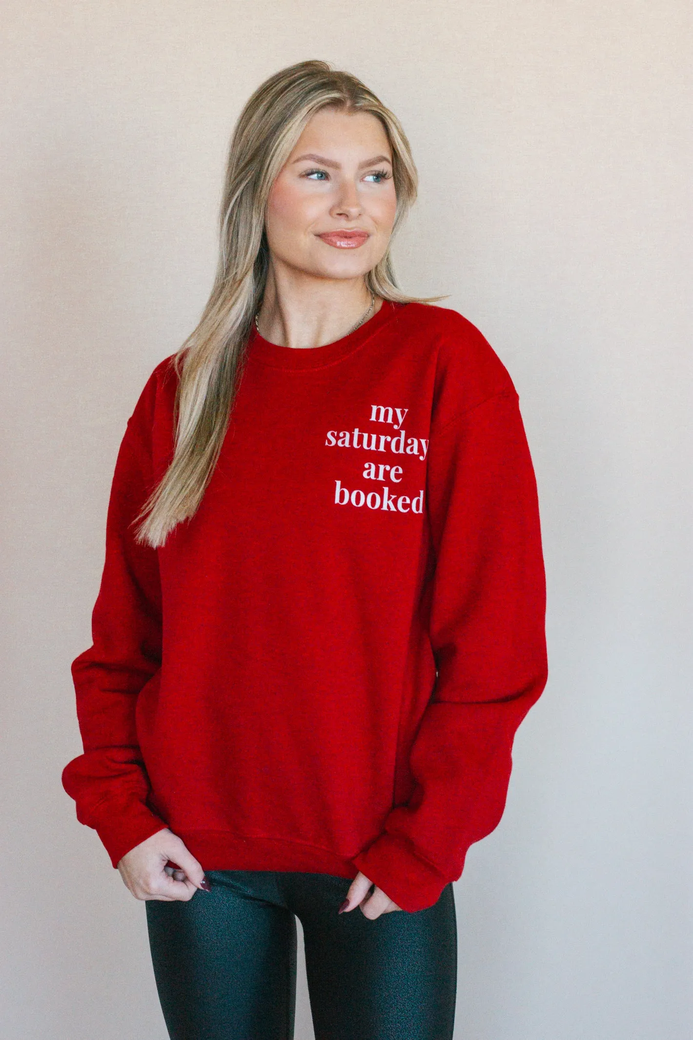 "Saturday Tailgating Club" Red Graphic Sweatshirt