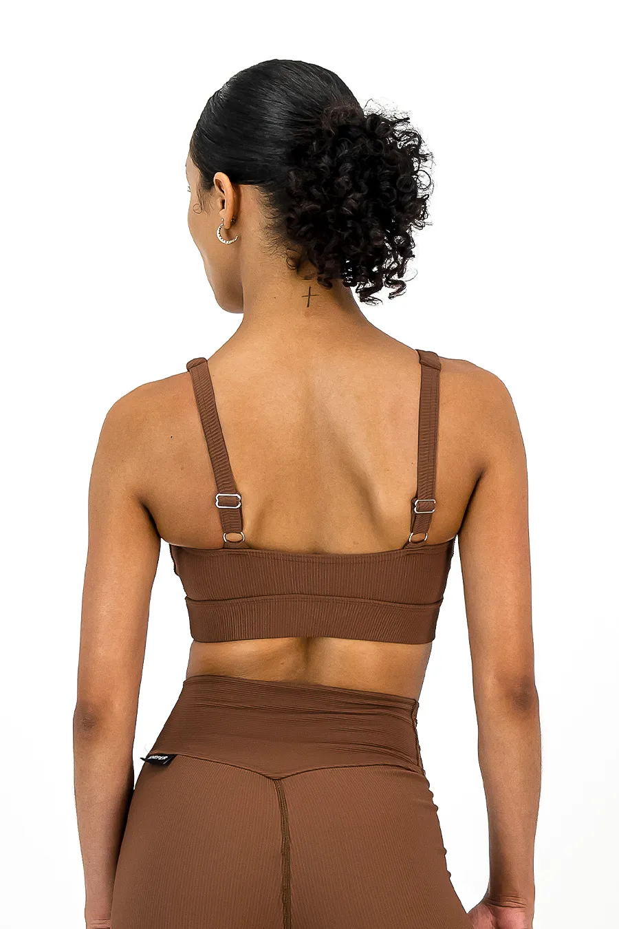 Rib Aspire Twist Bra | Mocha