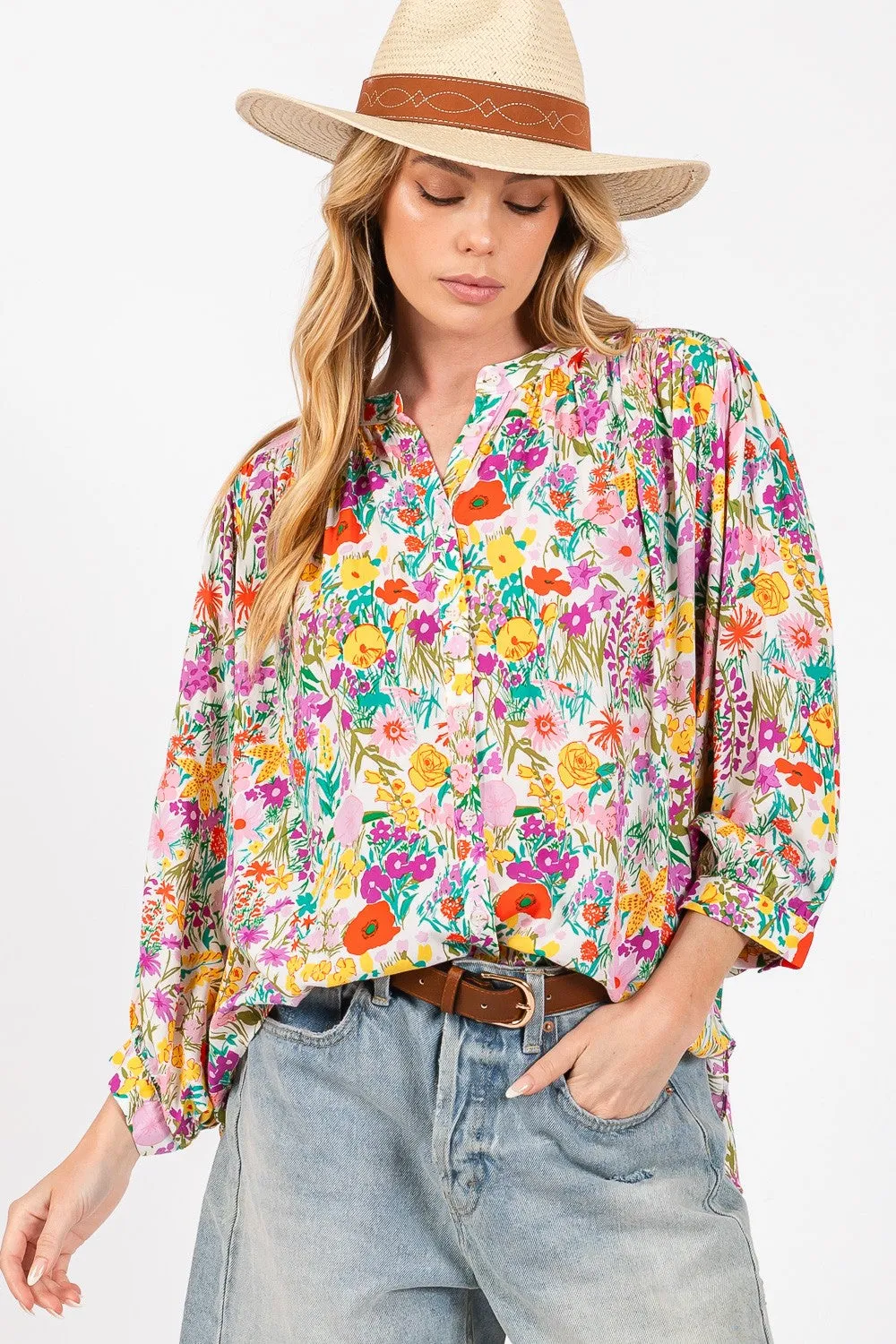 SAGE   FIG Button Down Floral Shirt