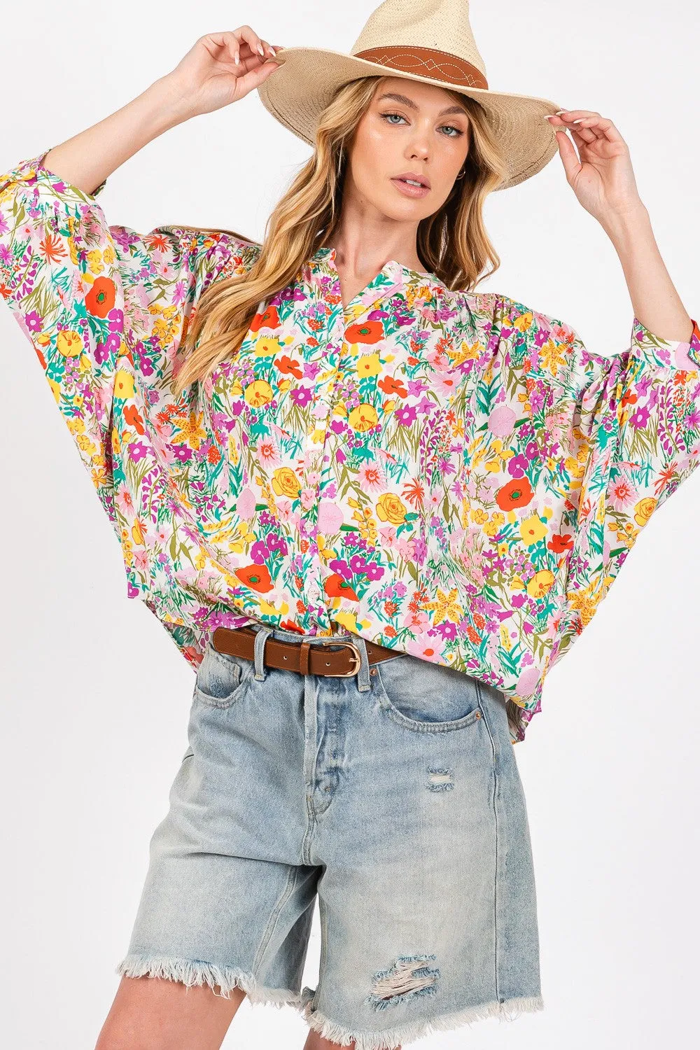 SAGE   FIG Button Down Floral Shirt