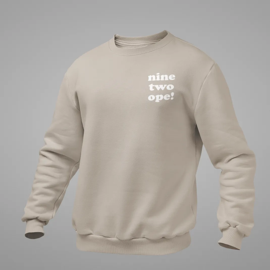 Sand Beige "nine two ope!" Area Code Crewneck Sweatshirt - 3D Puff Lettering