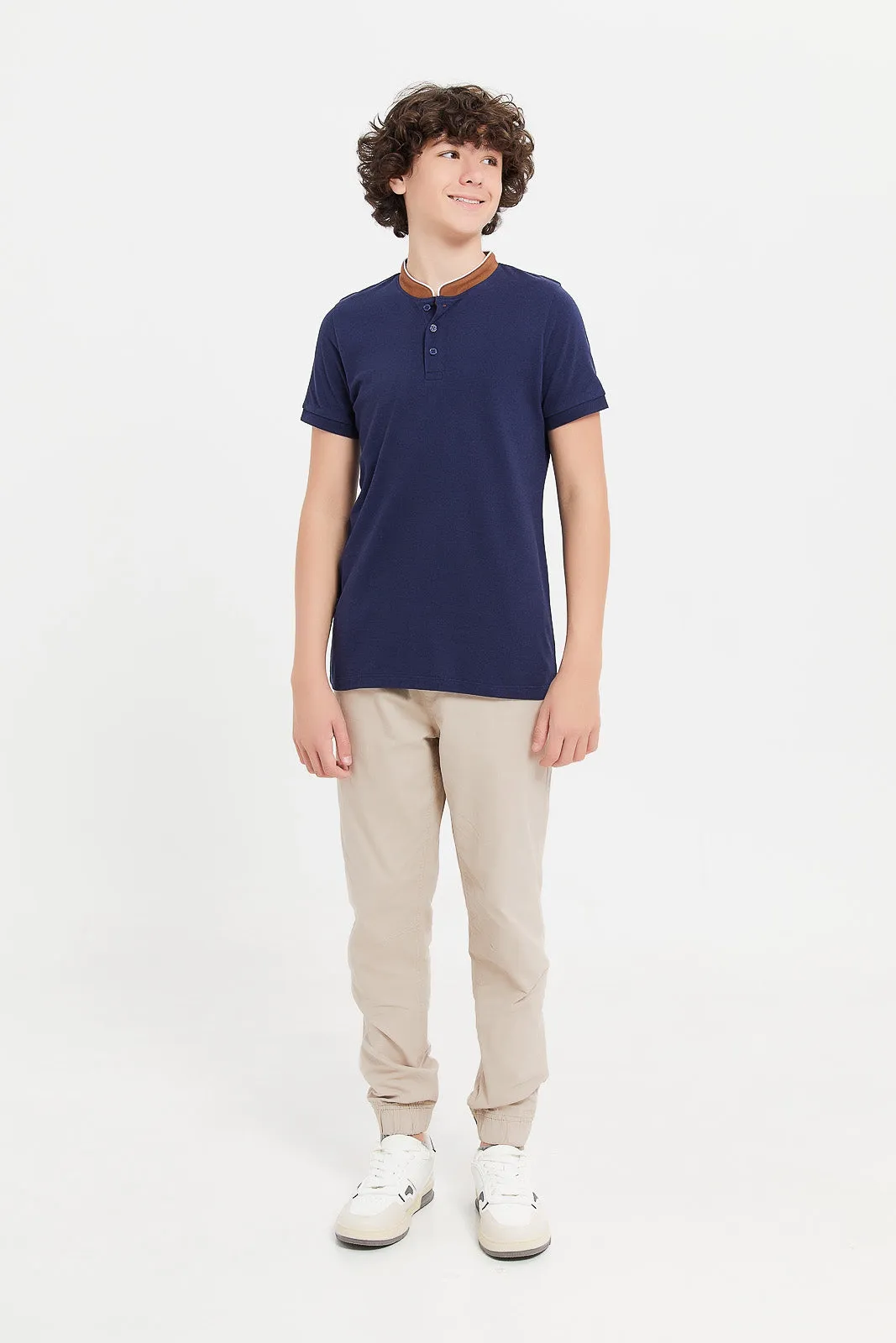 Senior Boys Beige Pull On Casual Trouser