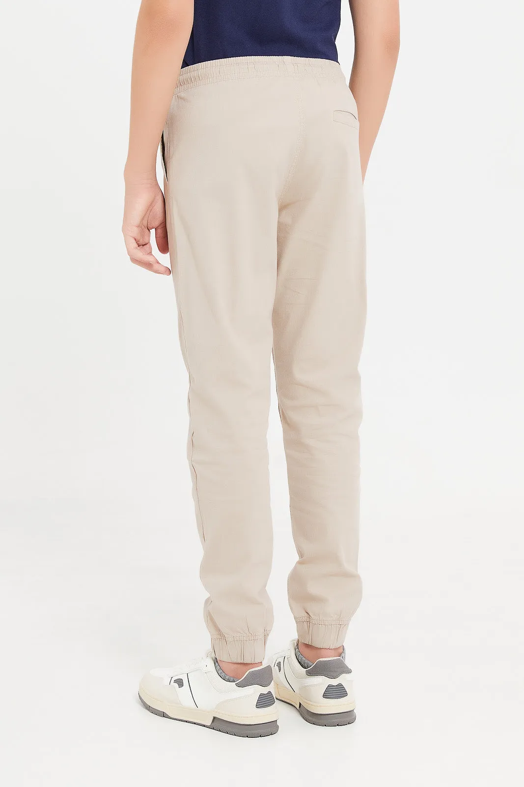 Senior Boys Beige Pull On Casual Trouser